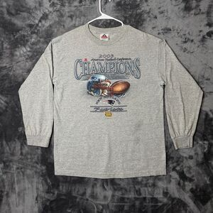 Vintage Y2K NFL Patriots Long Sleeve Championship Promo Gray Size Large